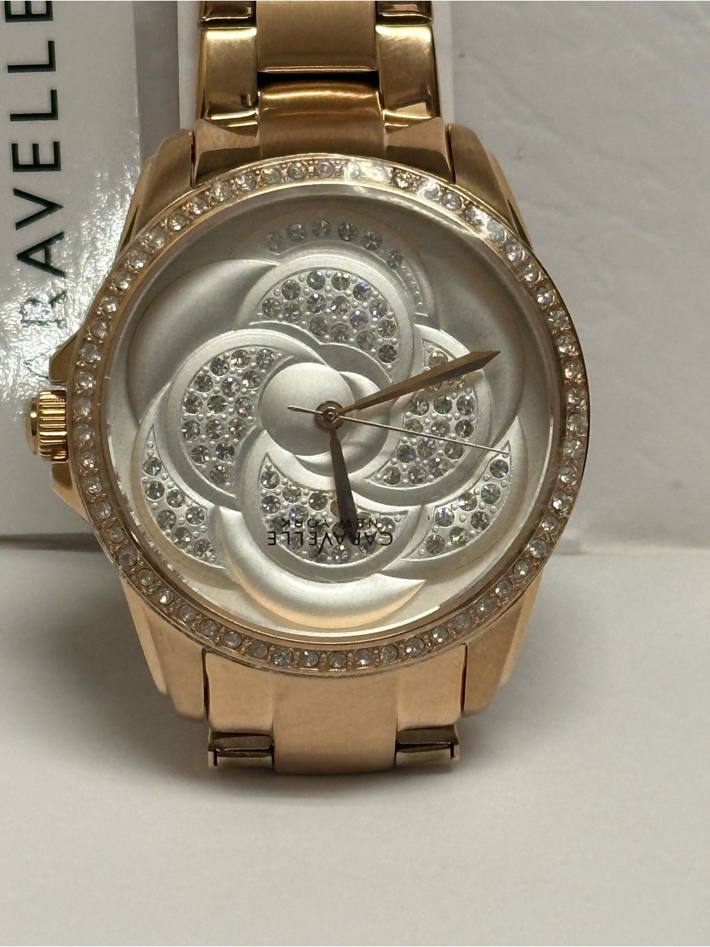 Caravelle New York Women's 44L233 Swarovski Crystal Rose Gold-Tone Watch - Picture 6 of 6